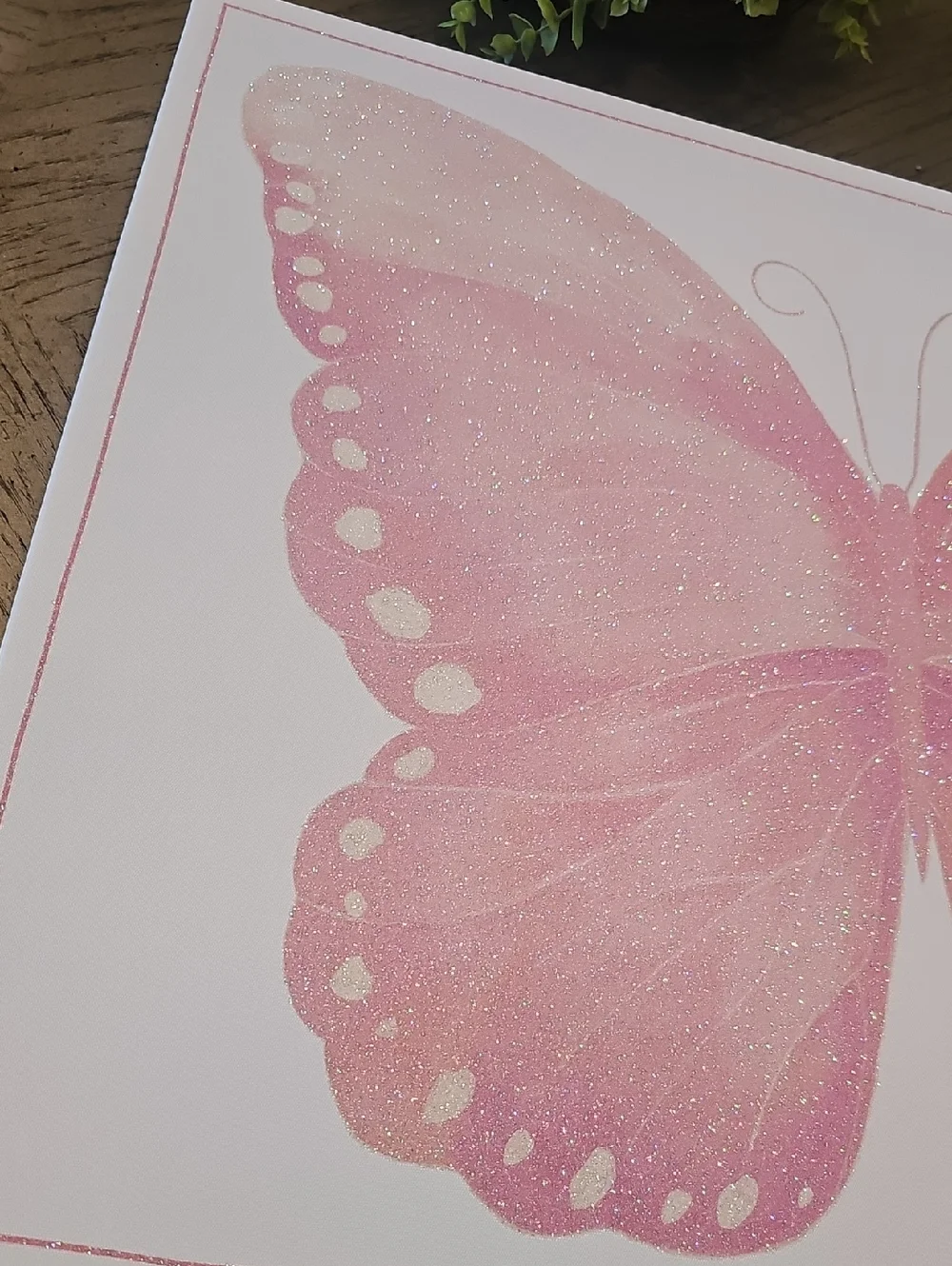 Pink Glitter Butterfly Wall Art